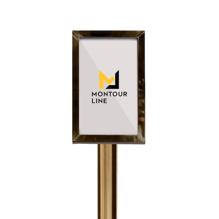 SignFrame Floor Standing 7x11V Satin Brass PLEASE WAIT NEXT ASSOCIATE